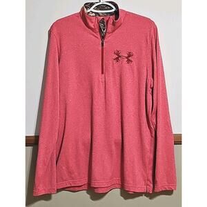 Under Armour Heat Gear 1/2 Zip Pullover Mens Large Red Antlers Logo Camo